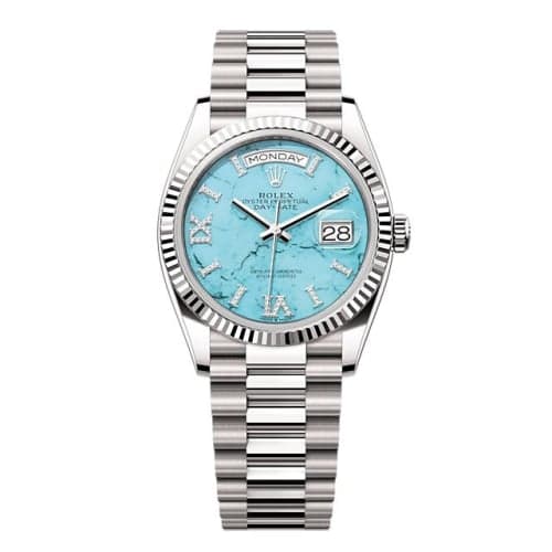 Rolex Day-Date 36 White Gold - Fluted / Turquoise / President