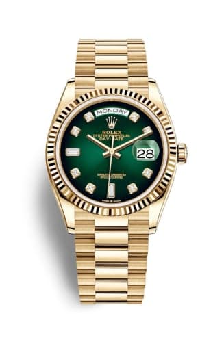 Rolex Day-Date 36 Yellow Gold / Fluted / Green Ombré-Diamond / President