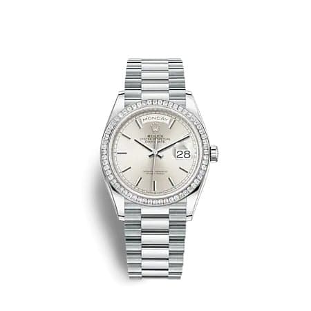 Rolex Day-Date 36 Platinum - Baguette / Silver / President