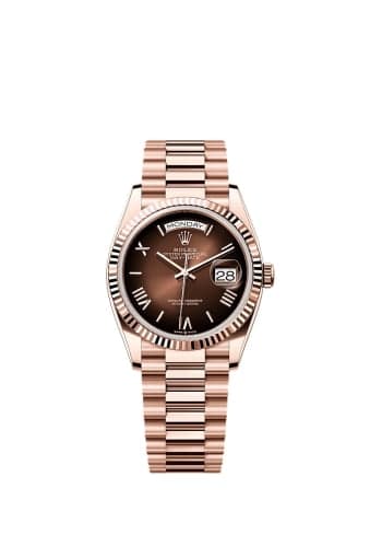 Rolex Day-Date 36 Everose Gold - Fluted / Brown Ombré - Roman / President