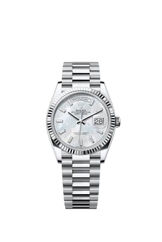 Rolex Day-Date 36 Platinum - Fluted / MOP - Baguette / President