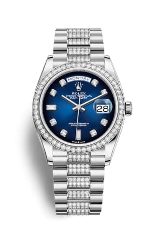 Rolex Day-Date 36 White Gold / Diamond / Blue Ombré - Diamond / President - Diamond