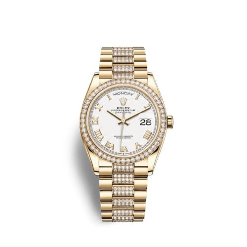 Rolex Day-Date 36 Yellow Gold Diamond / White - Roman / President - Diamond