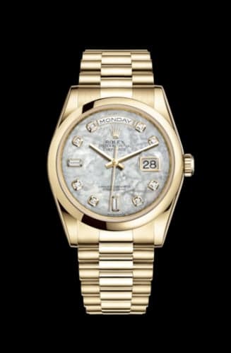 Rolex Day-Date 36 Yellow Gold Domed President Mother of Pearl Diamonds