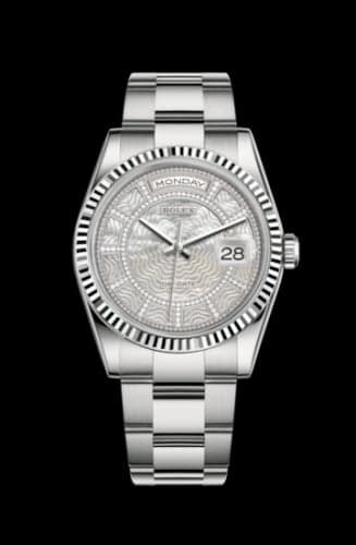 Rolex Day-Date 36 White Gold Fluted / Oyster / MOP Carousel