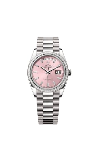 Rolex Day-Date 36 White Gold - Baguette / Pink - Baguette / President
