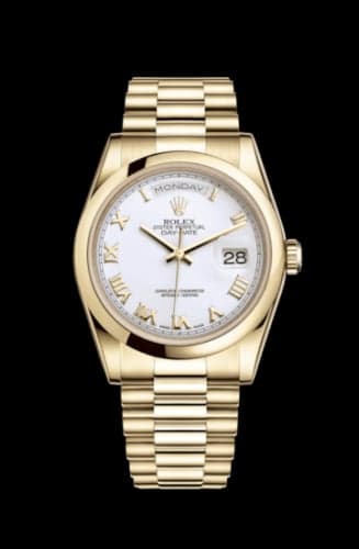 Rolex Day-Date 36 Yellow Gold Domed / President / White Roman