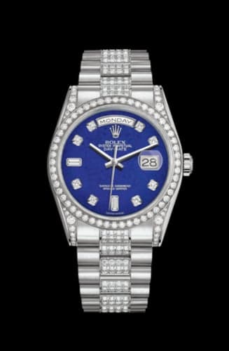 Rolex Day-Date 36 White Gold Diamonds / President Diamond / Lapis