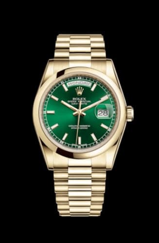 Rolex Day-Date 36 Yellow Gold Domed / President / Green