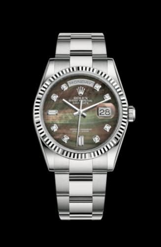 Rolex Day-Date 36 White Gold Fluted / Oyster / Black MOP