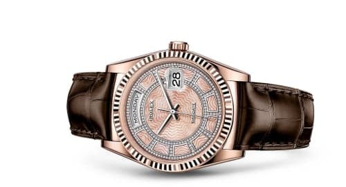 Rolex Day-Date 36 Everose Fluted / Strap / Pink MOP Carousel
