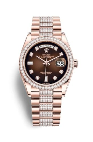 Rolex Day-Date 36 Everose Gold / Diamond / Brown Ombré - Diamond / President - Diamond