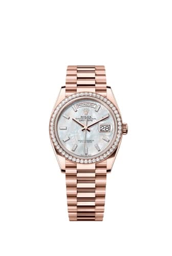 Rolex Day-Date 36 Everose Gold / Diamond / MOP - Baguette / President