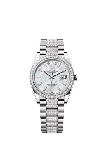 Rolex Day-Date 36 White Gold - Diamond / MOP - Baguette / President - Diamond