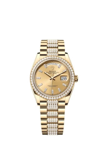 Rolex Day-Date 36 Yellow Gold - Diamond / Champagne - Baguette / President - Diamond