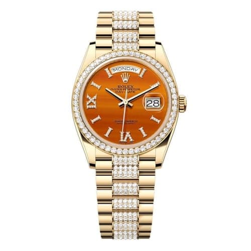 Rolex Day-Date 36 Yellow Gold - Diamond / Carnelian / President - Diamond