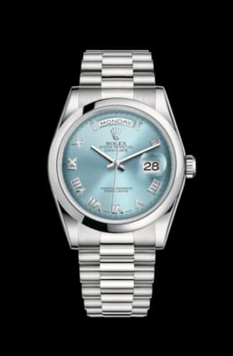 Rolex Day-Date 36 Platinum Domed / President / Ice Blue Roman
