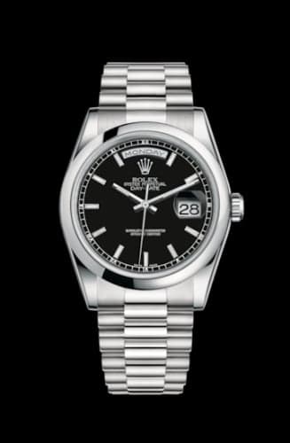 Rolex Day-Date 36 Platinum Domed / President / Black