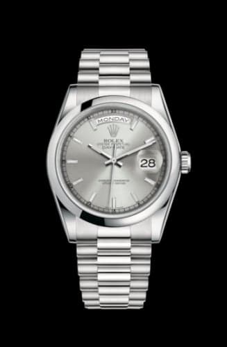 Rolex Day-Date 36 Platinum Domed / President / Silver