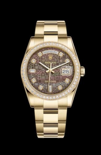 Rolex Day-Date 36 Yellow Gold Diamonds / Oyster / Black MOP Computer