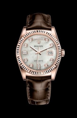 Rolex Day-Date 36 Everose Fluted / Strap / Oxford MOP