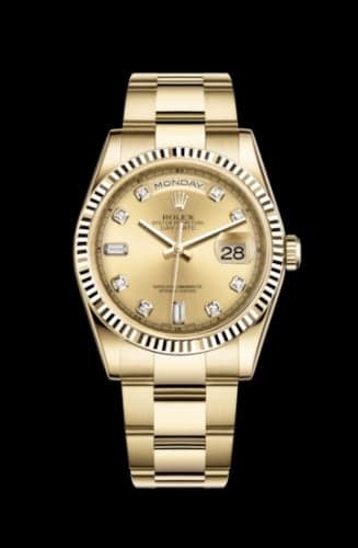 Rolex Day-Date 36 Yellow Gold Fluted / Oyster / Champagne Diamond