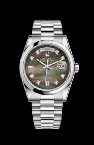 Rolex Day-Date 36 Platinum Domed / President / Black MOP