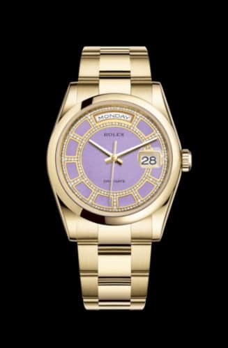 Rolex Day-Date 36 Yellow Gold Domed / Oyster / Lavender Carousel