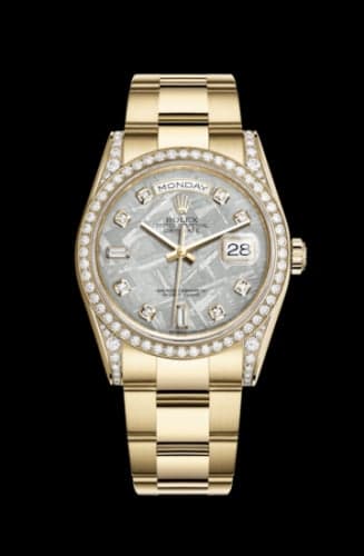 Rolex Day-Date 36 Yellow Gold Diamonds / Oyster / Meteorite