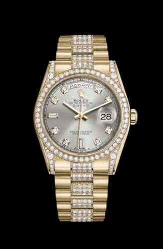Rolex Day-Date 36 Yellow Gold Diamonds / President Diamonds / Silver Diamond