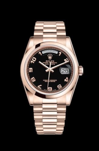 Rolex Day-Date 36 Everose Domed / President / Black Arabic