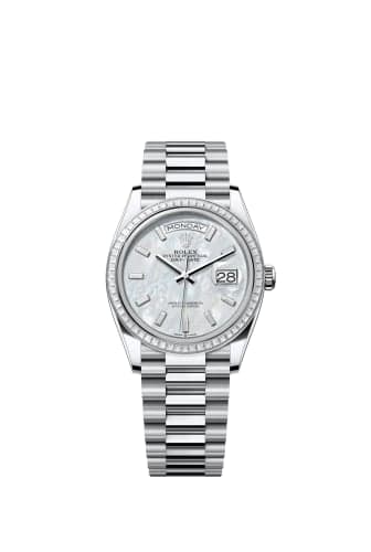 Rolex Day-Date 36 Platinum - Baguette / MOP - Baguette / President