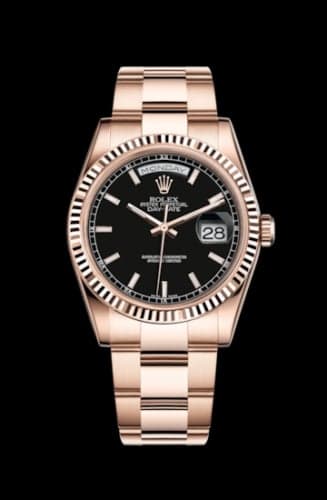 Rolex Day-Date 36 Everose Fluted / Oyster / Black