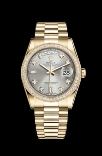 Rolex Day-Date 36 Yellow Gold Diamonds / President / Silver Diamonds