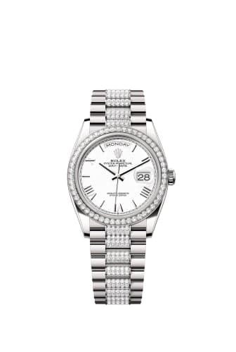 Rolex Day-Date 36 White Gold - Diamond / White - Roman / President - Diamond