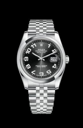 Rolex Datejust 36 Stainless Steel Domed / Jubilee / Black Arabic