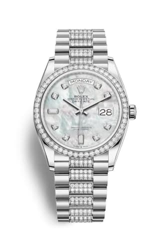 Rolex Day-Date 36 White Gold / Diamond / MOP - Diamond / President - Diamond