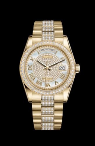 Rolex Day-Date 36 Yellow Gold Diamonds / President Diamond / Paved Roman