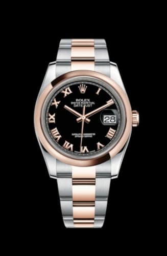 Rolex Datejust 36 Rolesor Everose Domed / Oyster / Black Roman