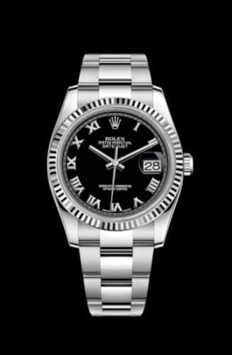 Rolex Datejust 36 Stainless Steel Fluted / Oyster / Black Roman