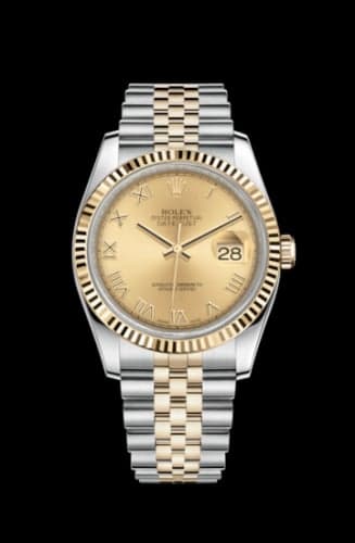 Rolex Datejust 36 Rolesor Yellow Fluted / Jubilee / Champagne Roman
