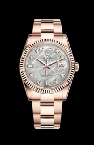 Rolex Day-Date 36 Everose Fluted / President / Meteorite Diamonds