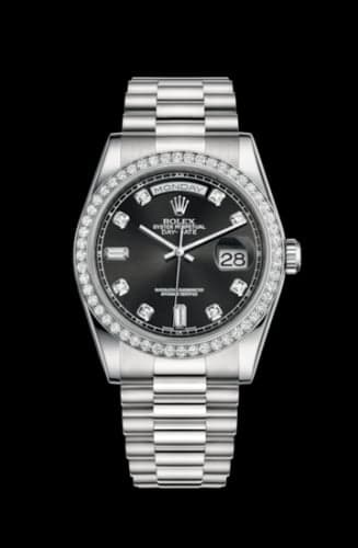 Rolex Day-Date 36 Platinum Diamonds / President / Black Diamonds