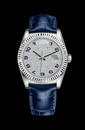 Rolex Day-Date 36 White Gold / Strap / Paved