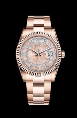 Rolex Day-Date 36 Everose Fluted / Oyster / Pink MOP Carousel