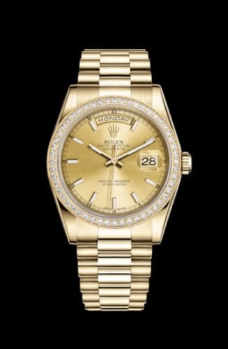 Rolex Day-Date 36 Yellow Gold Diamonds / President / Champagne