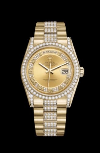 Rolex Day-Date 36 Yellow Gold Diamonds / President Diamonds / Champagne Roman
