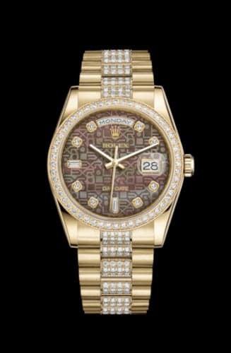 Rolex Day-Date 36 Yellow Gold Diamonds / President / Black MOP Computer