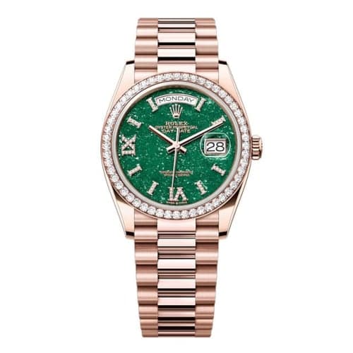 Rolex Day-Date 36 Everose Gold - Diamond / Green Aventurine / President