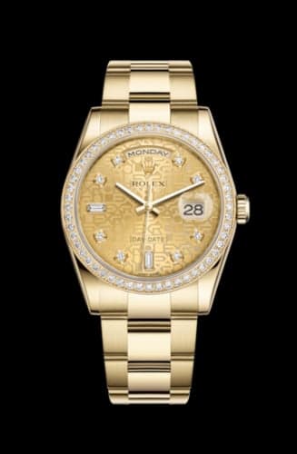Rolex Day-Date 36 Yellow Gold Diamonds / Oyster / Champagne Computer